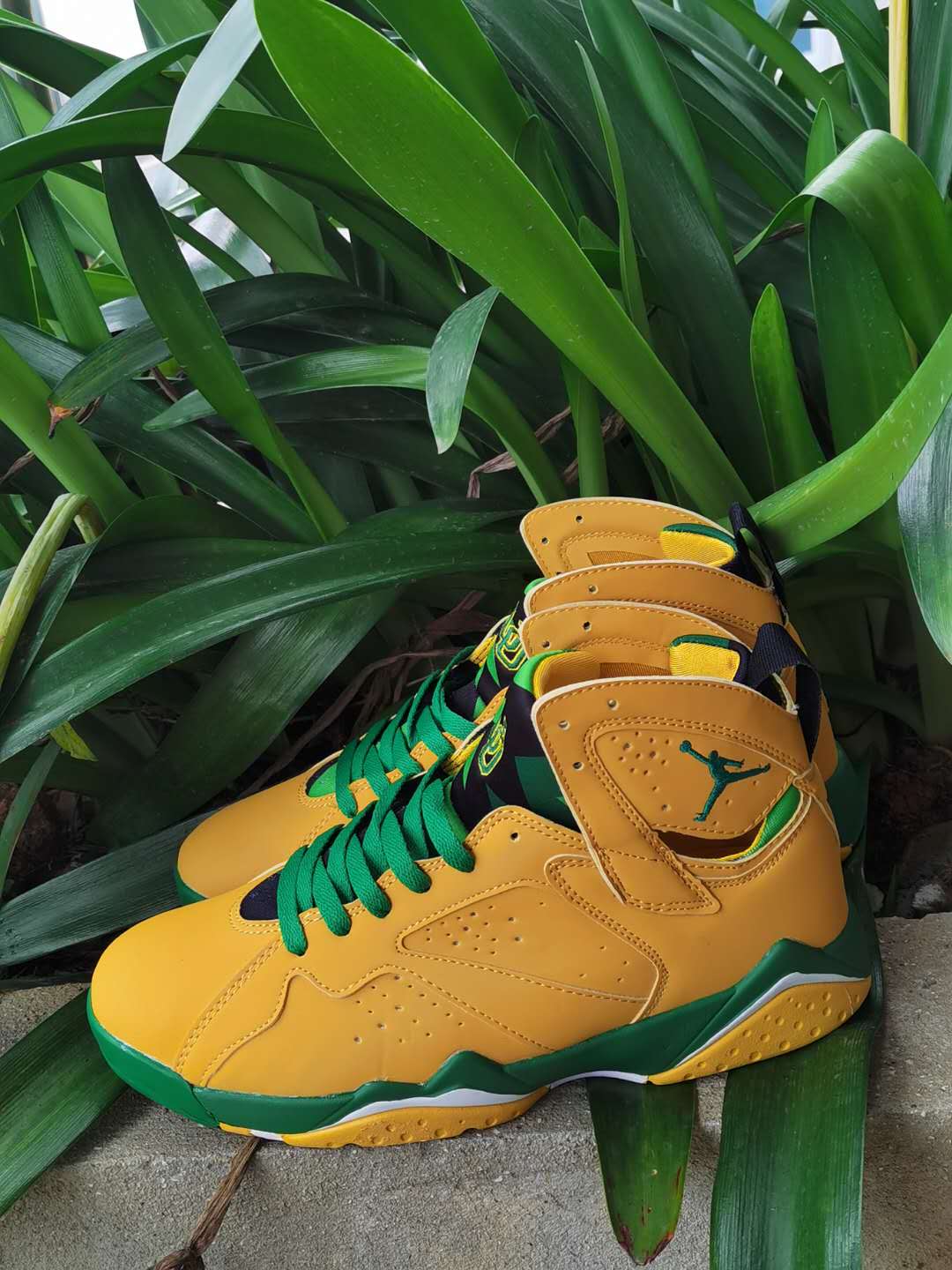 New Air Jordan 7 Retro Wheat Yellow Green